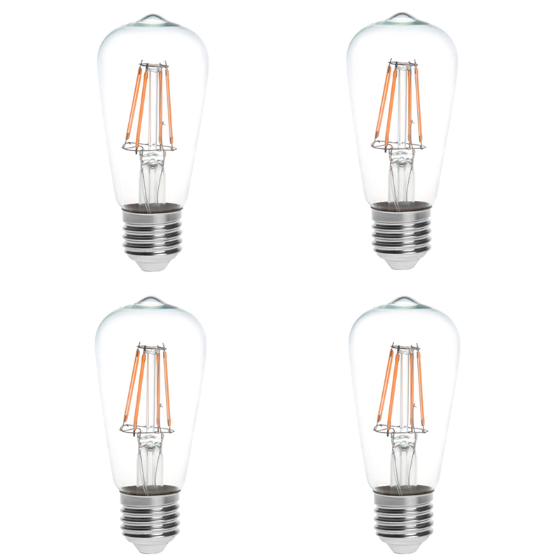 ST15 E26/E27 4W LED Vintage Antique Filament Light Bulb, 40W Equivalent, 4-Pack, AC100-130V or 220-240V